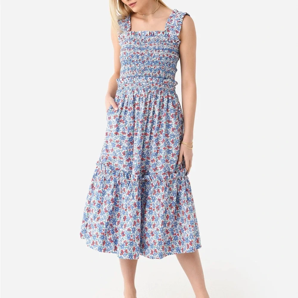 SEA New York Women's Peggy Blue Mid Calf Summer Midi Dress Size Medium - Picture 3 of 10